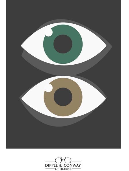 A green and hazel eye graphic